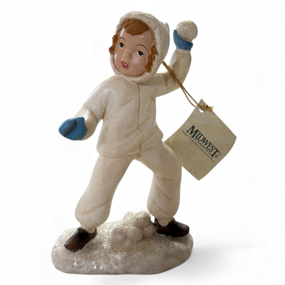 Midwest Snowball Throwing Figurine Winter Christmas Decoration Collectible